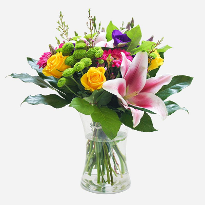 An Elegant Vase - A graceful host of our finest flowers and greenery, encased in an elegant glass vase. Gift them with sophistication with a floral creation designed by experts, hand-crafted and delivered in style. Perfect for all occasions.   
